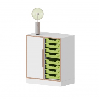 qickly® Schrank, 2 OH. 1 Tür, 8 kleine Ergo Tray Boxen, B/H/T: 70,1x74,3x42,6 cm 